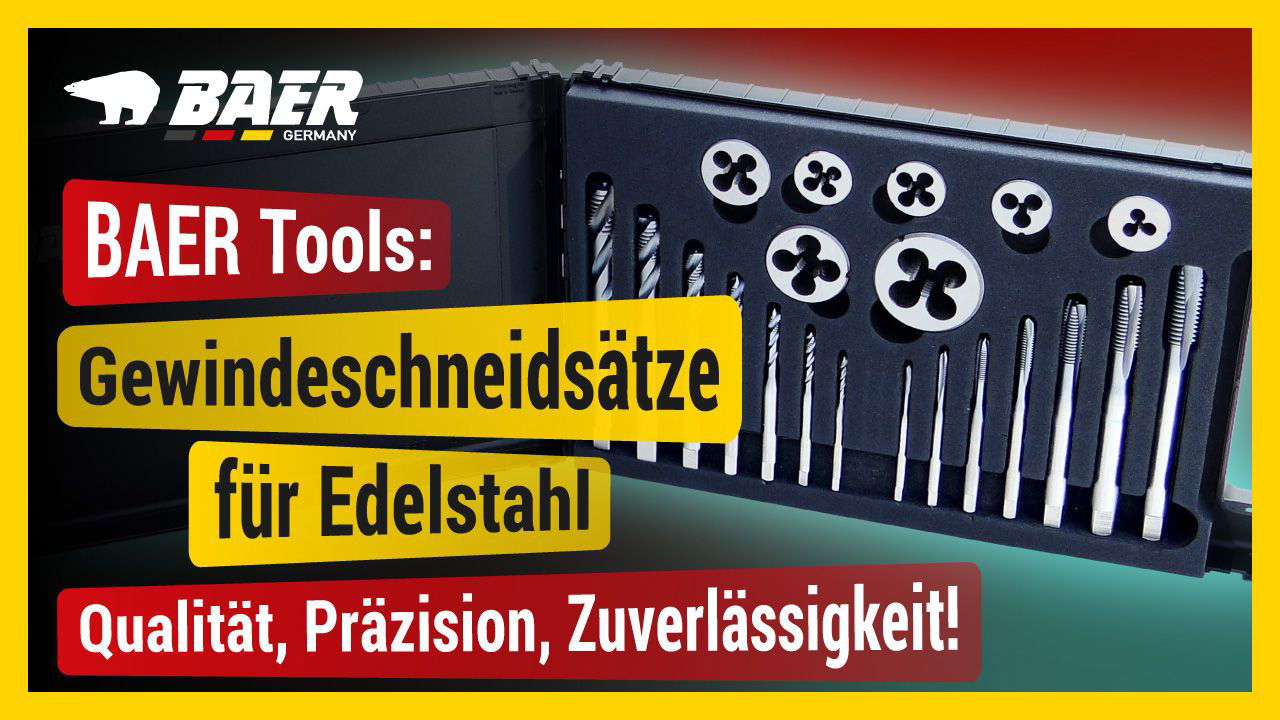 BAER Set HSSE EDELSTAHL: Gewindebohrer Durchgangsloch | Kernlochbohrer: M 3 - 12