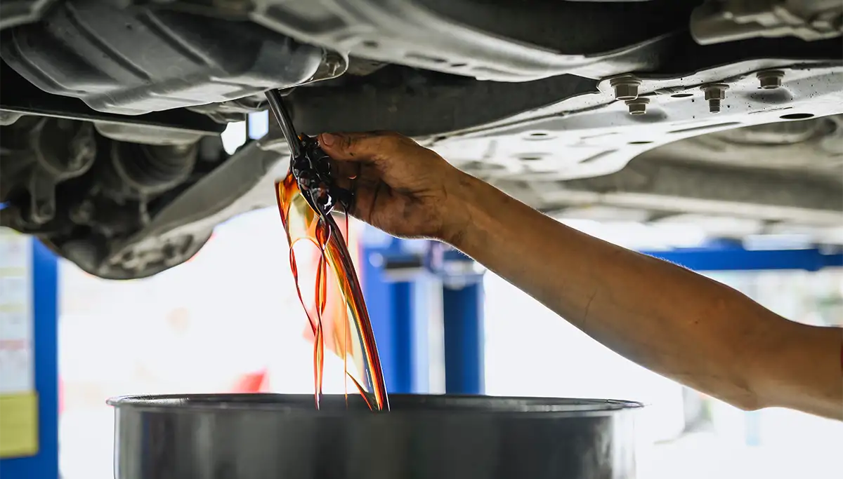 Oil change on a car Oil change on a car