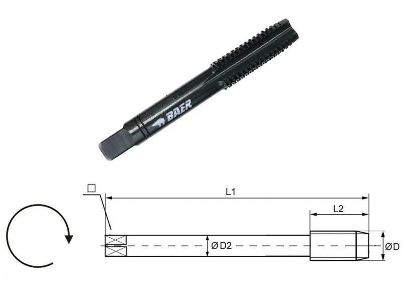 BAER HSSE VAP Hand Tap Intermediate (No. 2) M 8 x 1.25 - for Stainless Steel