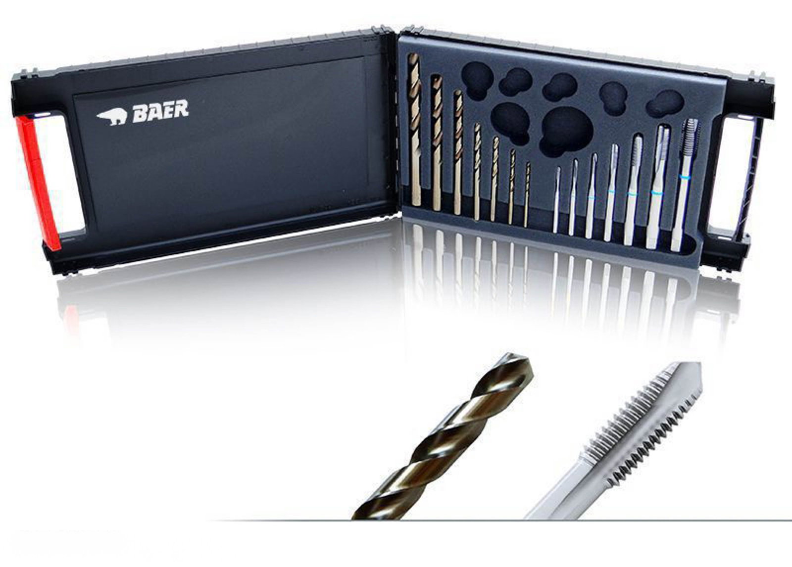 BAER Set HSSE EDELSTAHL: Gewindebohrer Durchgangsloch | Kernlochbohrer: M 3 - 12