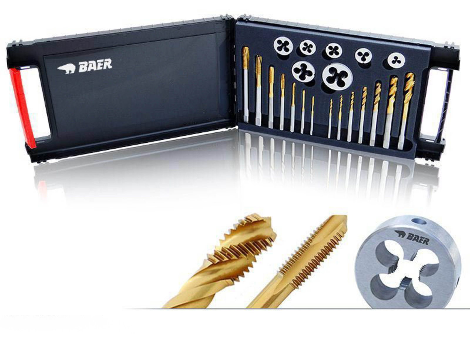 BAER Set HSSE-TIN: Machine Taps through holes & blind holes | cutting dies: M 3 - 12