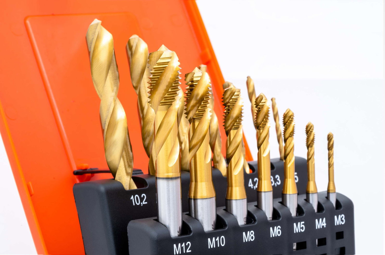 BAER Set HSSE-TIN: Maschinengewindebohrer Sackloch | Kernlochbohrer: M 3 - 12 – Bild 2