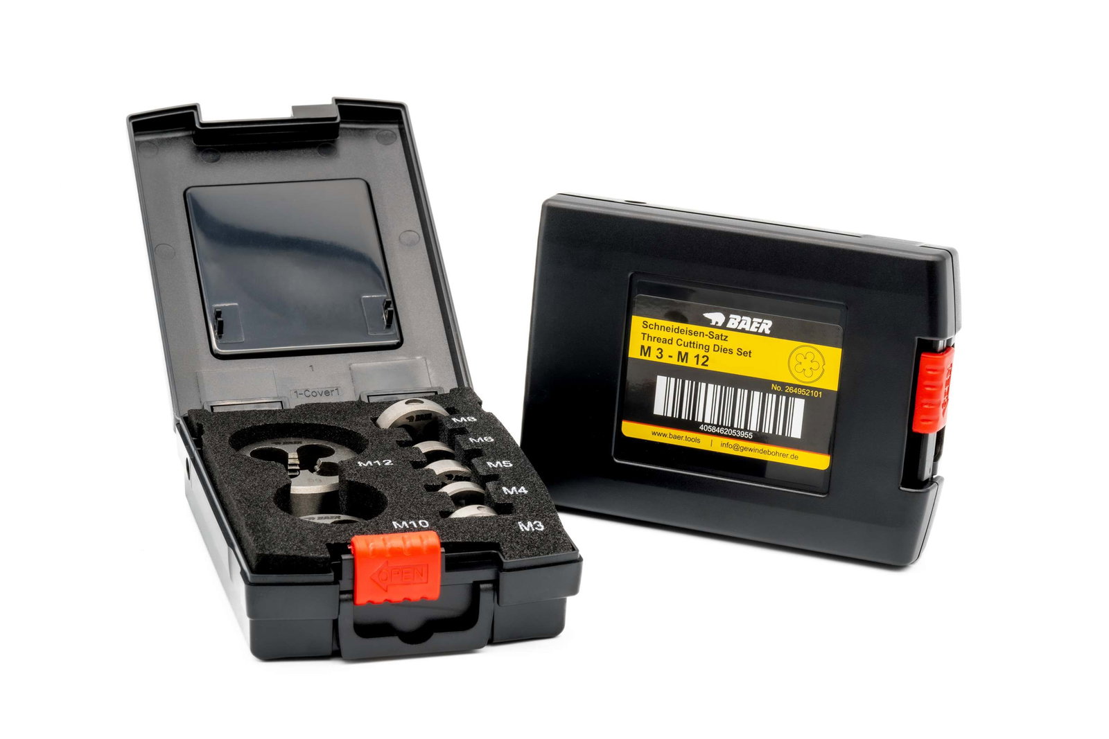 BAER Set HSS LINKS: Schneideisen Rund: M 3 - 12