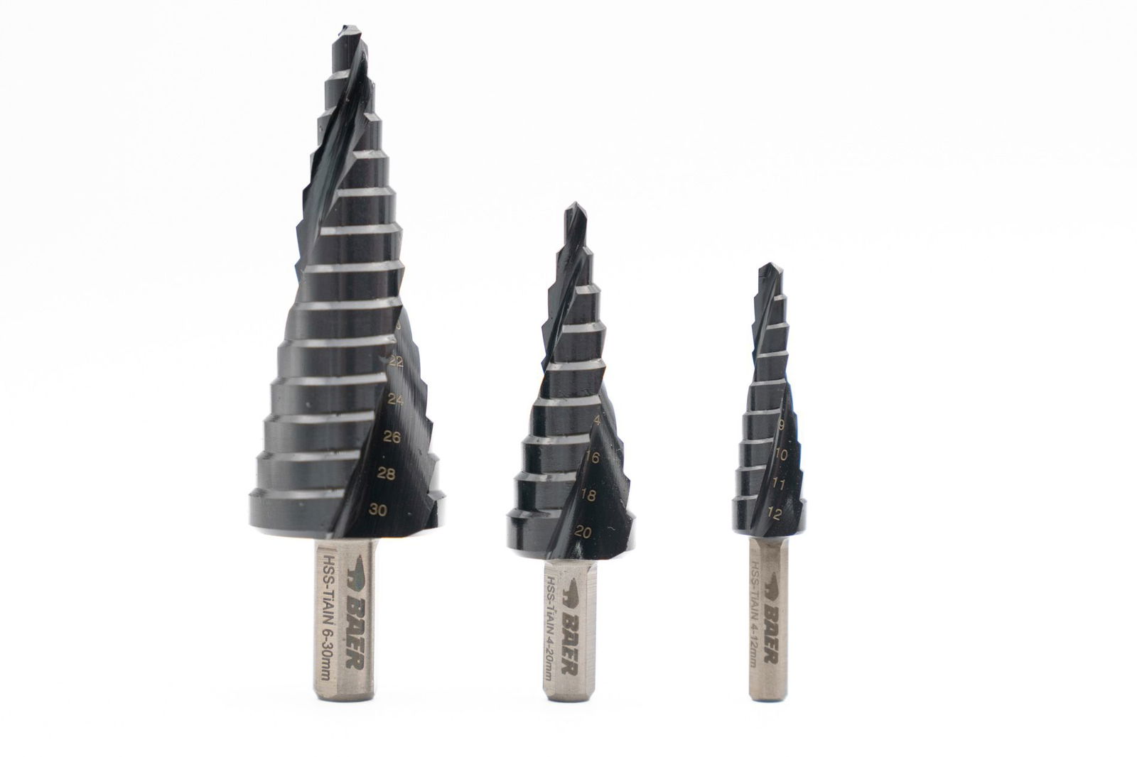 HSS-TiAlN Stufenbohrer Satz 4 - 30 mm (4-12) (4-20) (6-30)