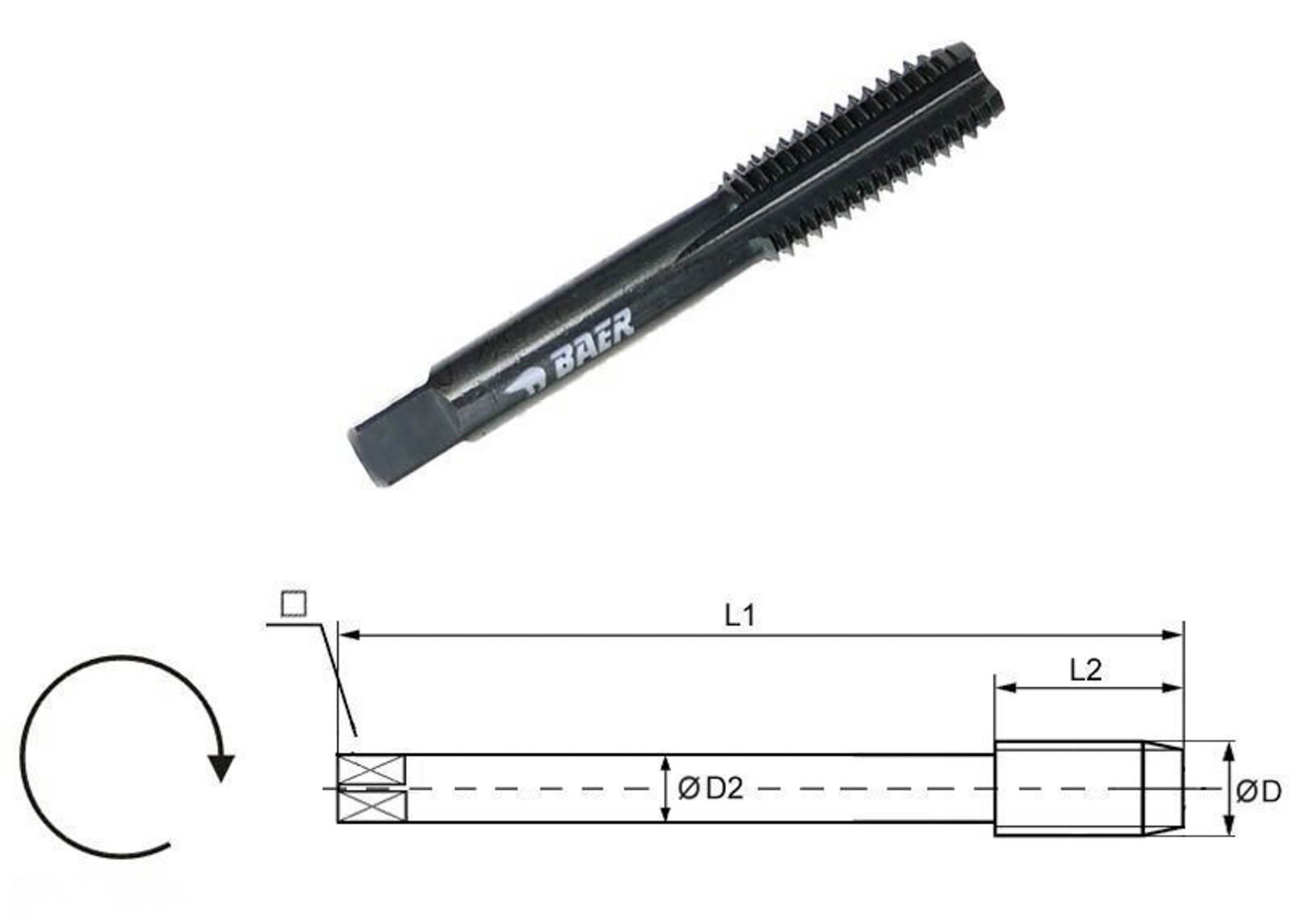 BAER HSSE VAP Hand Tap Finishing (No. 3) M 12 x 1.75 - for Stainless Steel