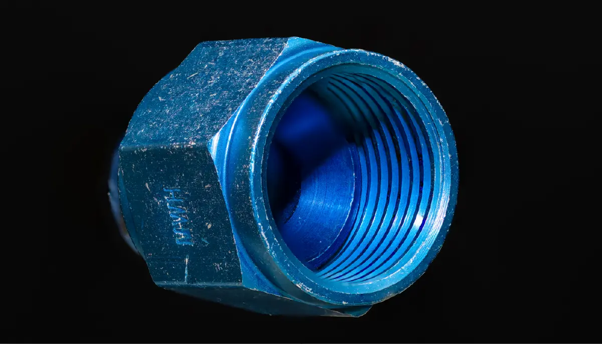 Blue female-thread fitting for hose connections