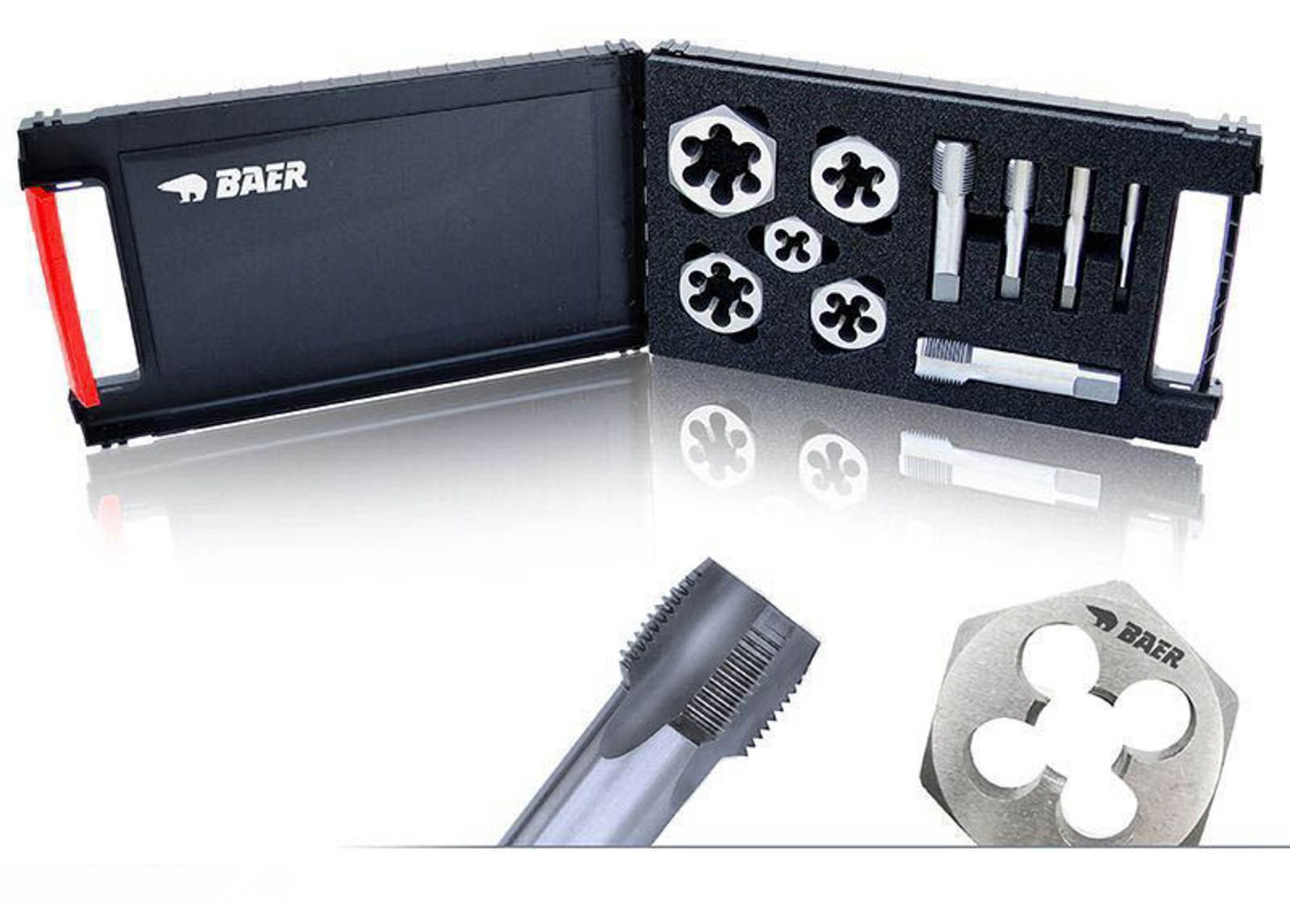 BAER Set HSSG: Gewindebohrer | Sechskantschneidmuttern: G(BSP) 1/8'' - 3/4''