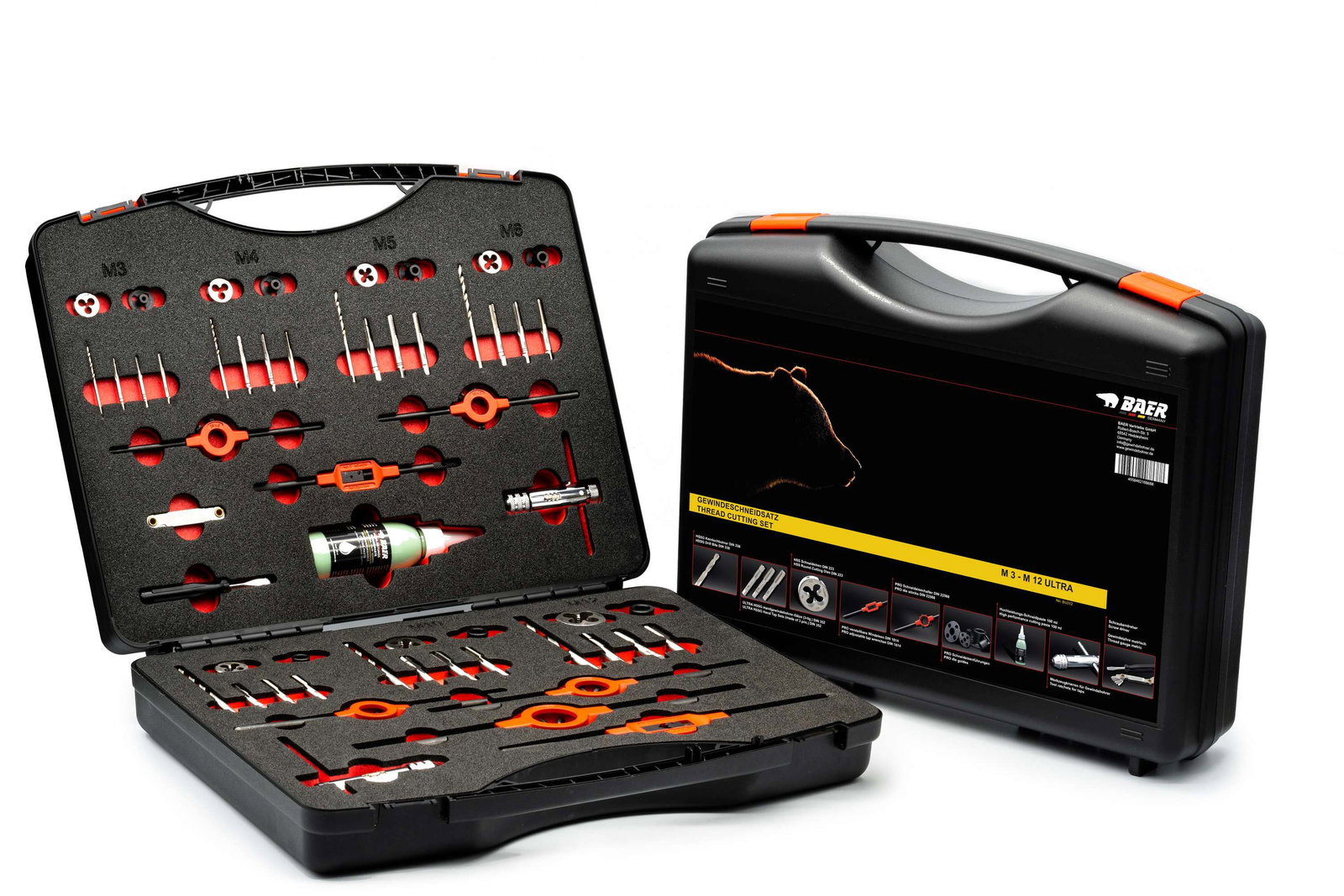 BAER ULTRA SET HSS Handgewindebohrer | Schneideisen | Werkzeuge | Schneidpaste: M 3 - 12