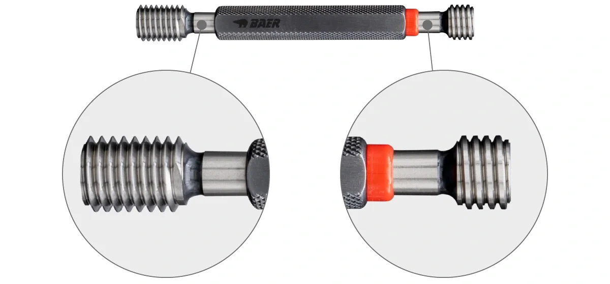 Go- und No-Go-Seiten einer Gewindelehre