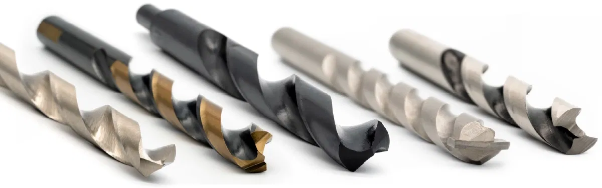 Several different drill bits side by side