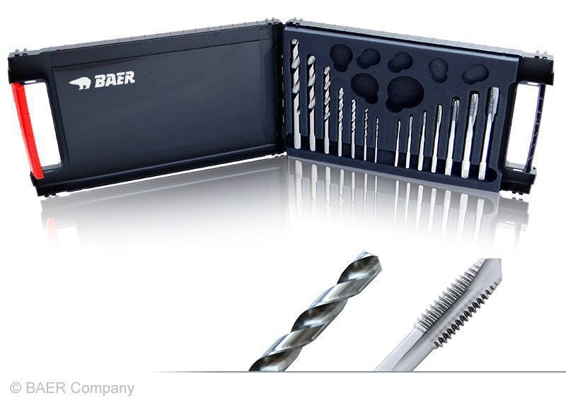 BAER Set HSSG: Machine Taps through holes | drill bits: M 3 - 12