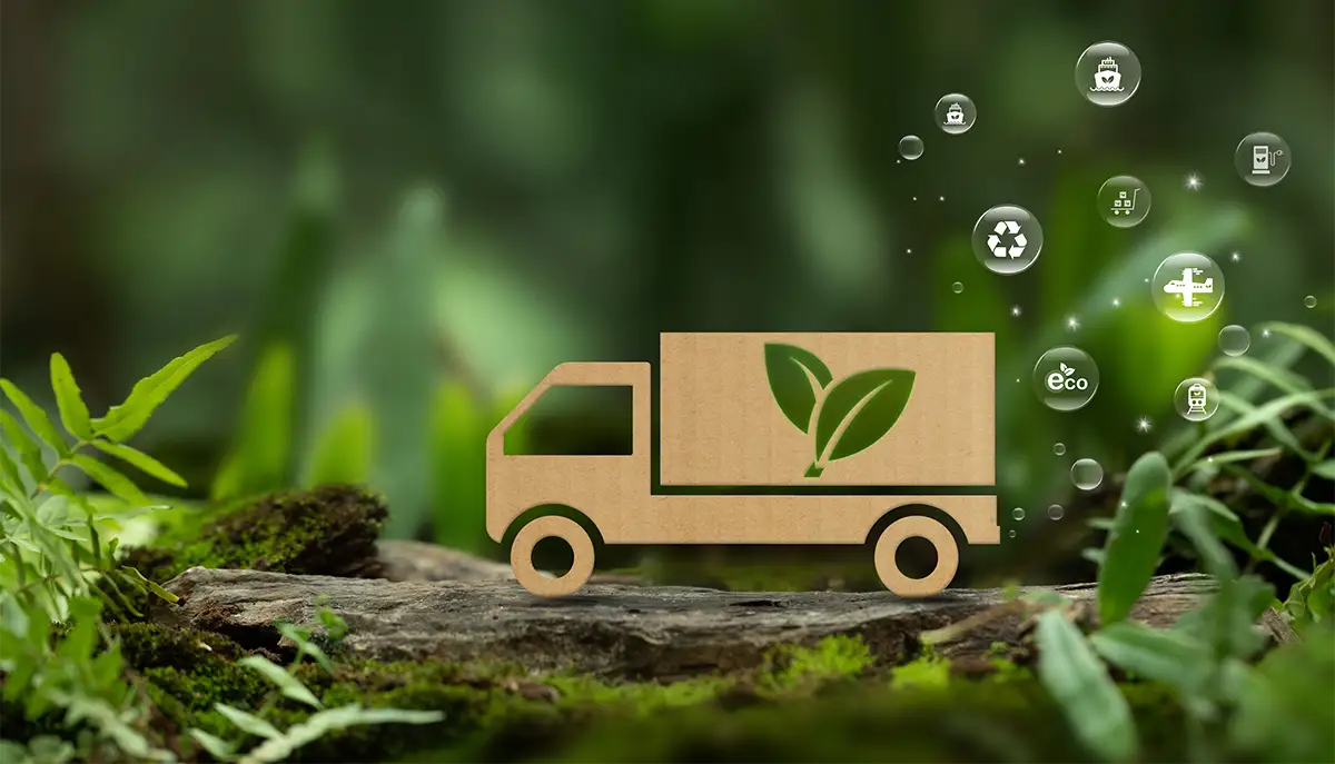 Symbol für umweltfreundlichen Lkw im Wald Symbol für umweltfreundlichen Lkw im Wald