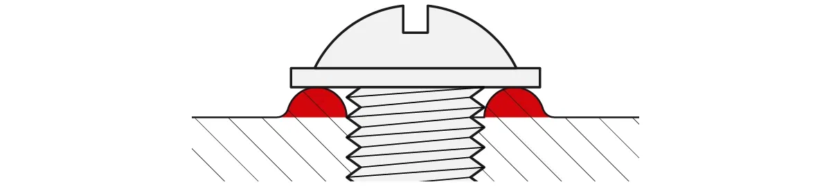 Schraube mit verdrängtem Material beim Eindrehen Schraube mit verdrängtem Material beim Eindrehen