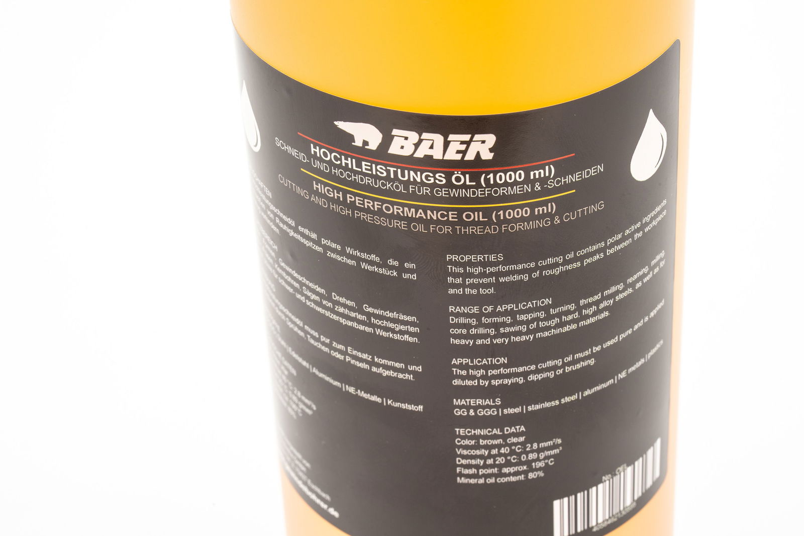 BAER high quality oil 1000 ml for Thread cutting and forming – Image 5