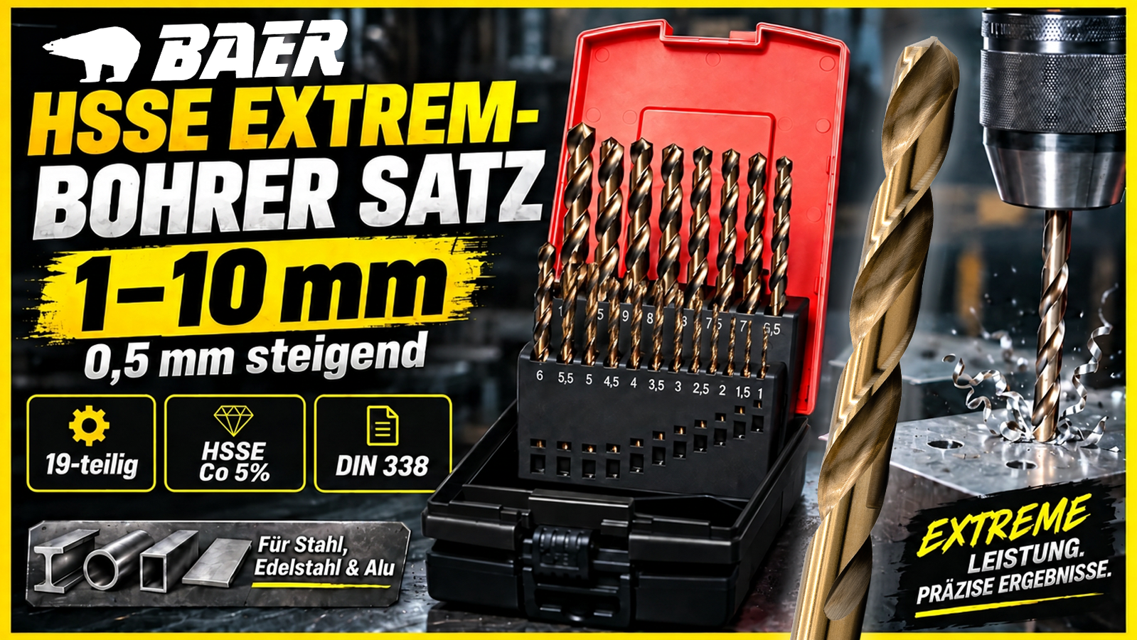 Set di punte HSSE Extreme (aumento di 0,5 mm) 1 - 10 mm
