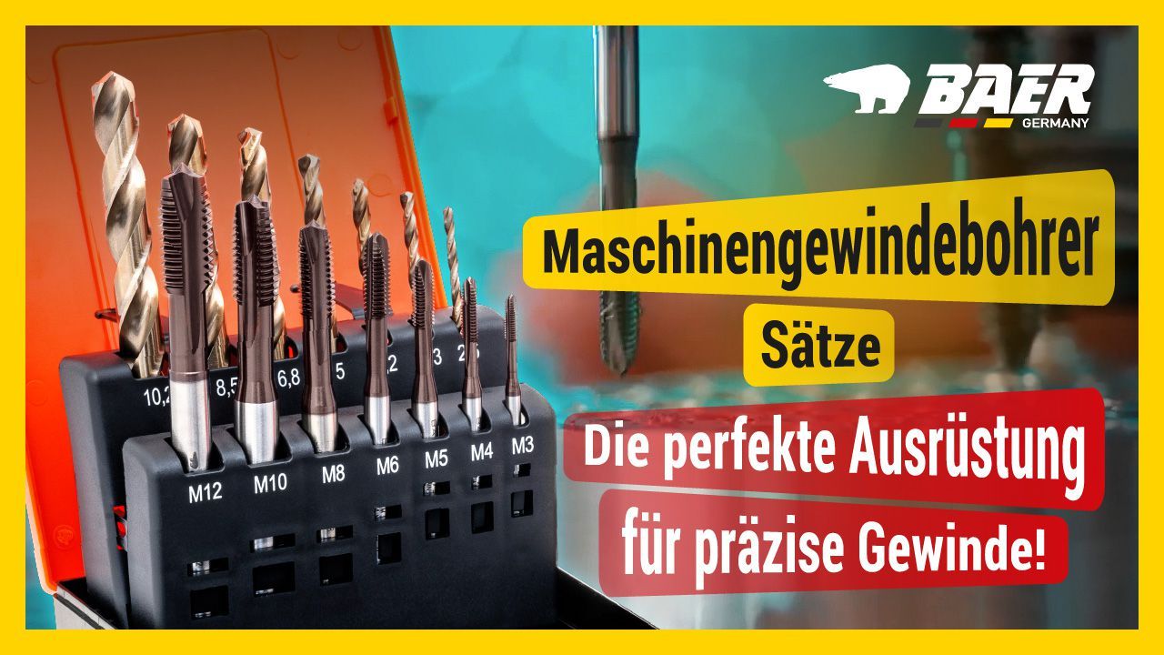 BAER Set HSSG: Maschinengewindebohrer Sackloch | Kernlochbohrer: M 3 - 12