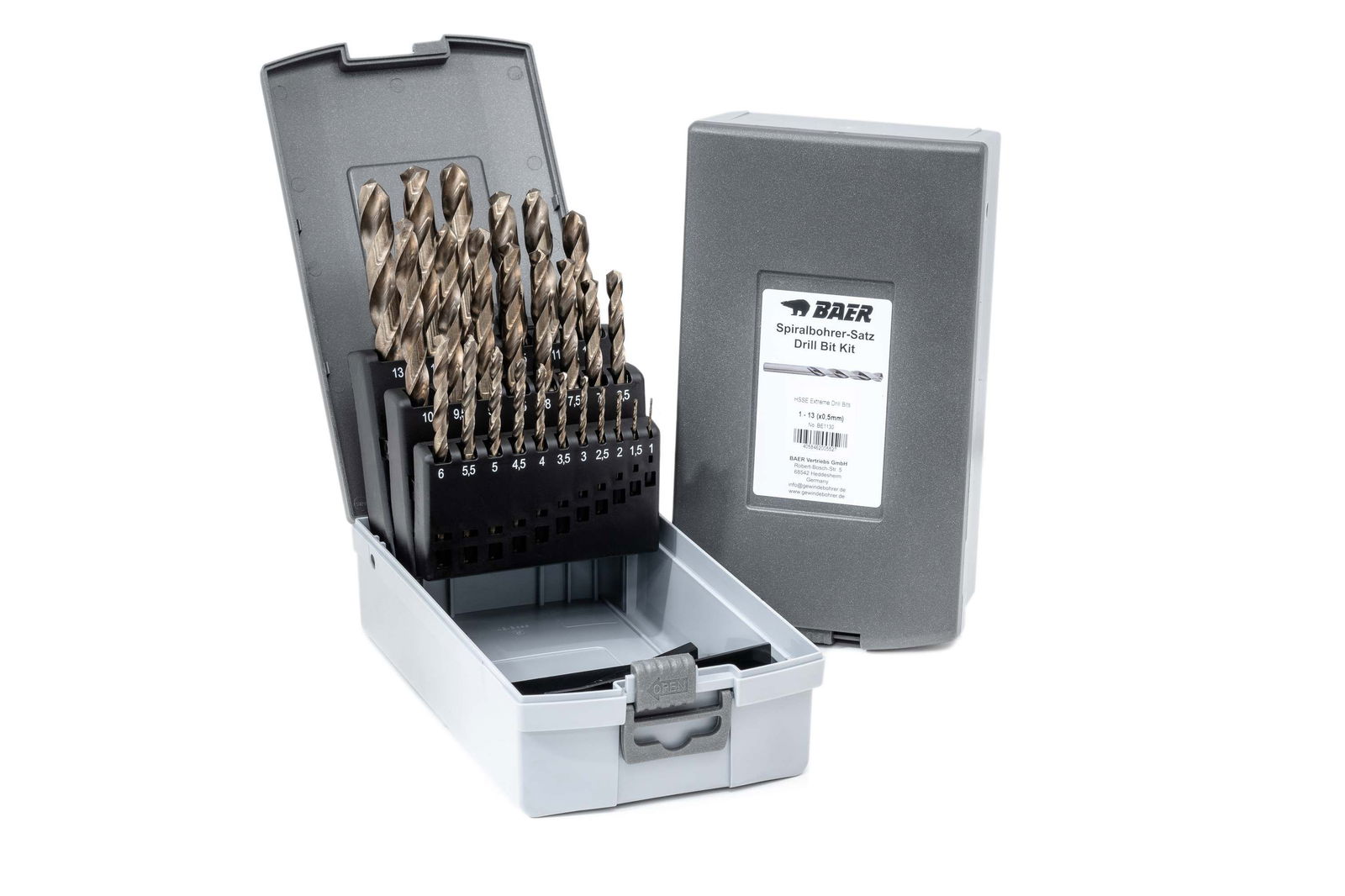 BAER HSSE Extrem-Bohrer Satz 1–13 mm im Koffer