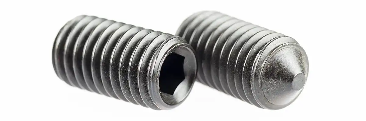 Two cone point set screws with hex socket Two cone point set screws with hex socket