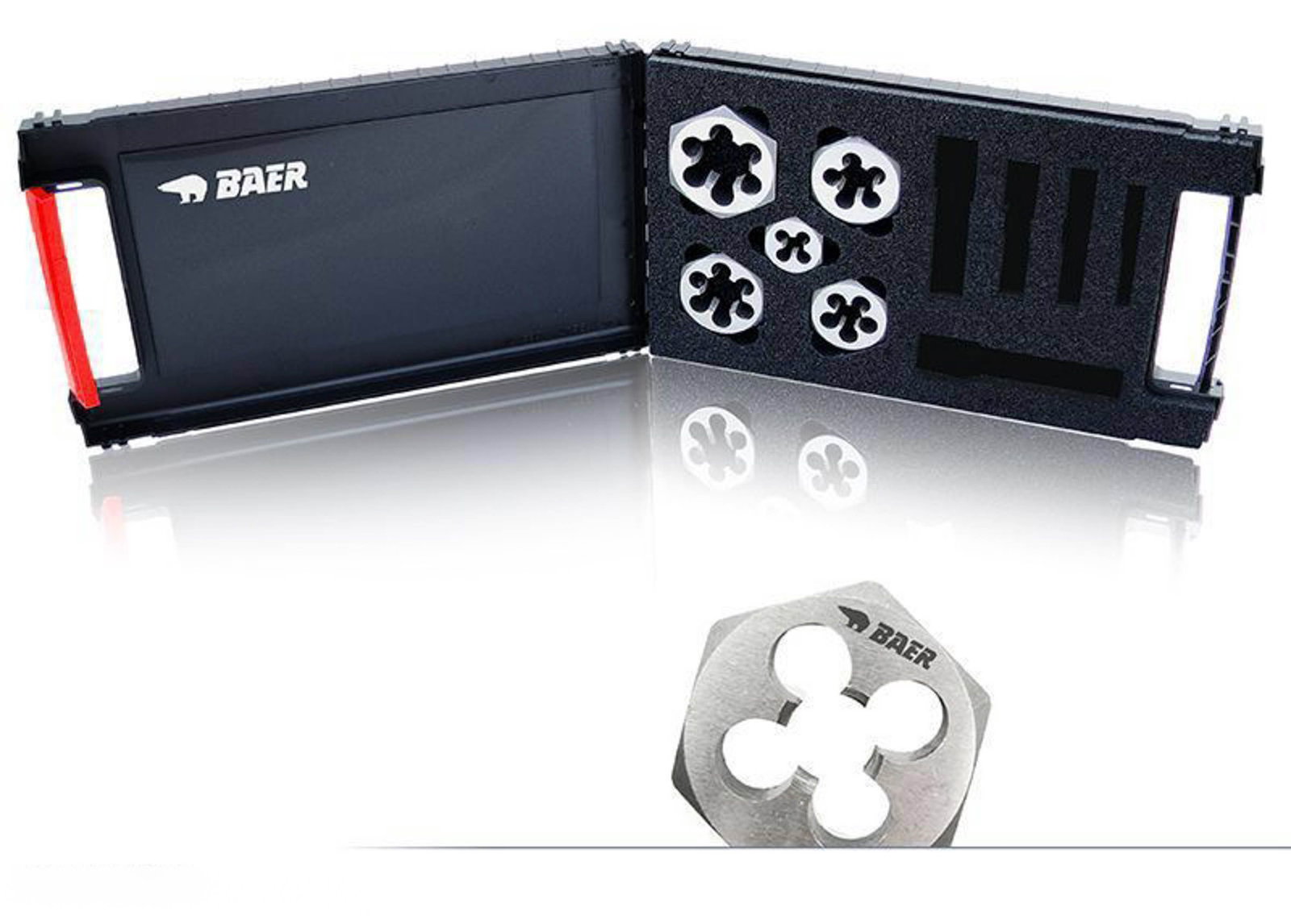 BAER Set HSS: Hexagon Die Nuts G(BSP) 1/8'' - 3/4''