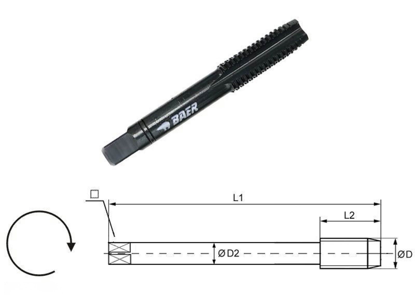 BAER HSSE VAP Hand Tap Intermediate (No. 2) M 20 x 2.5 - for Stainless Steel