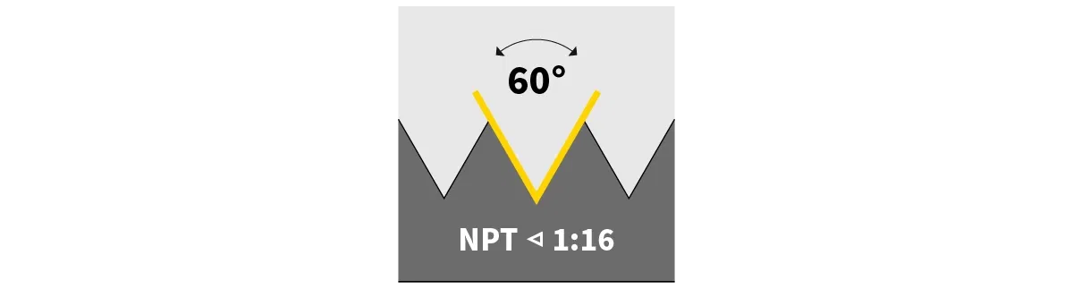 Technische Zeichnung eines NPT-Gewindes mit 60° Winkel Technische Zeichnung eines NPT-Gewindes mit 60° Winkel